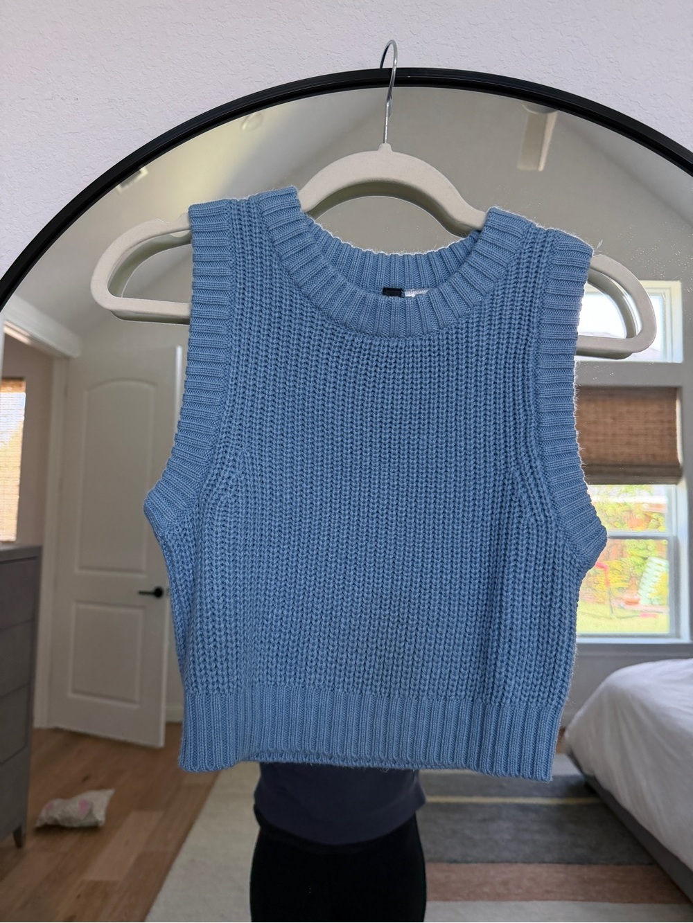 Divided Light Blue Ribbed Knit Sleeveless Crop Top